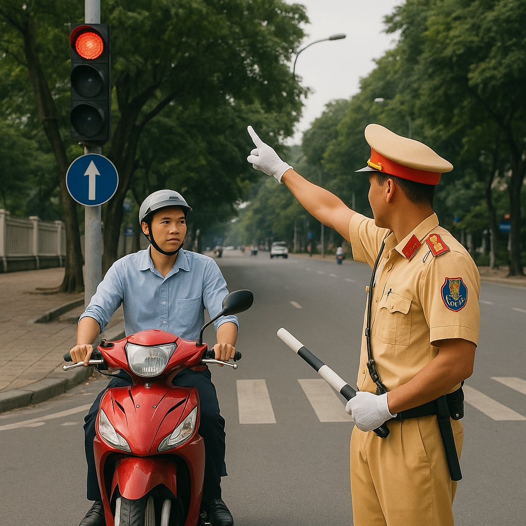 Vượt đèn đỏ theo hiệu lệnh của cảnh sát giao thông, tài xế có bị phạt nguội?